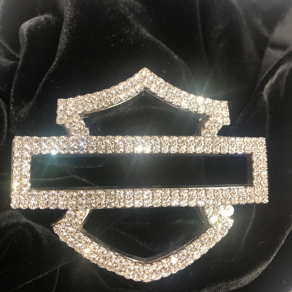 Vintage Harley Davidson Rhinestone Belt Buckle